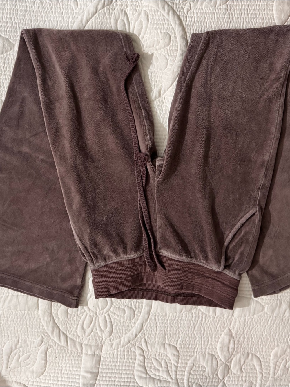 aerie Brown Velour Flared pants with Drawstring - Picture 2 of 4
